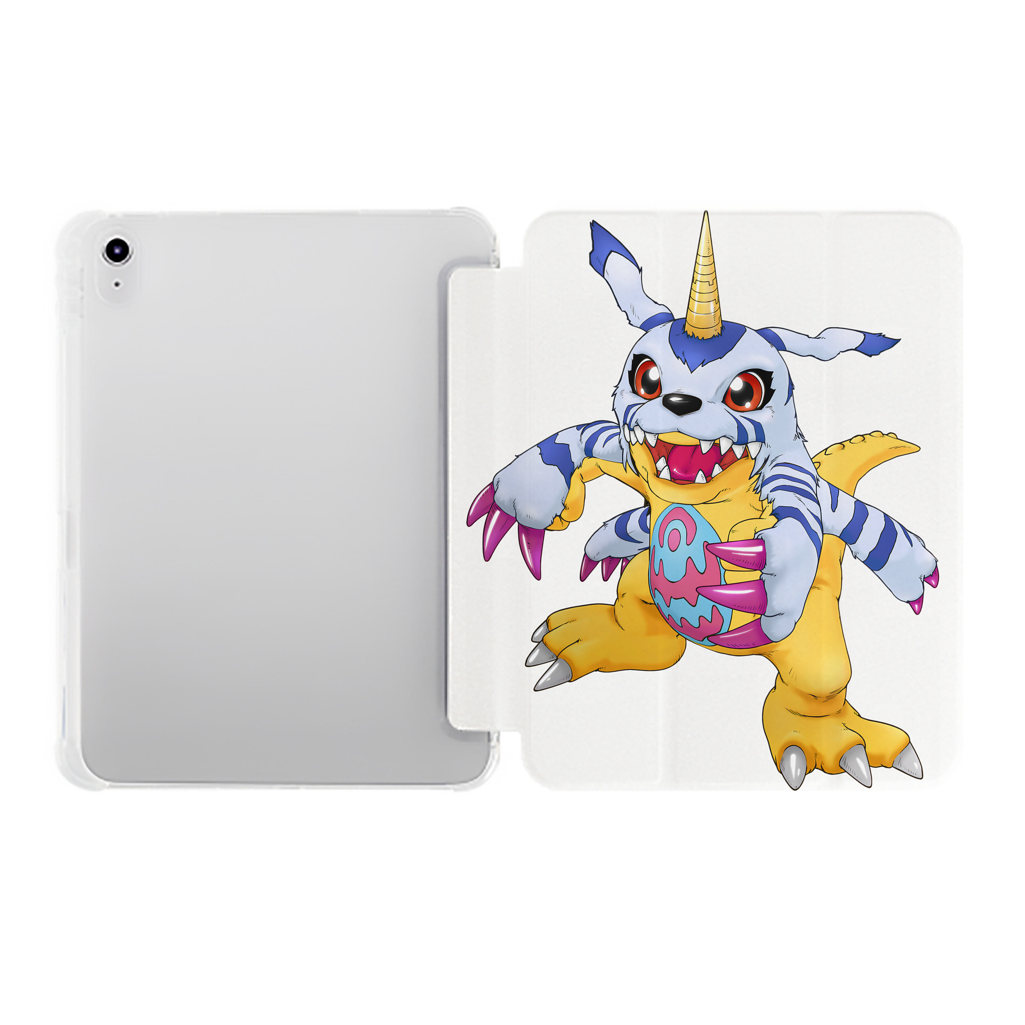 （画像用） Digimon デジタルモンスター/デジモン IPad ケース ペン収納付き 三つ折りスタンド PUレザー×シリコン 対応機種9.5/10.5/10.9インチ